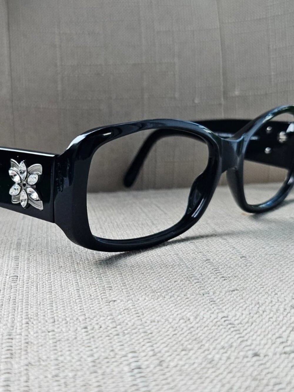 Kirkland Signature Women Glasses Frame Crystals Accent Flower Black KS CALERO